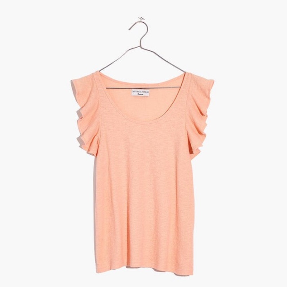 Madewell Ruffle-Sleeve Tank Top coral size Large